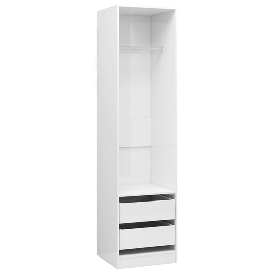 vidaXL Ντουλάπα με Συρτάρια Γυαλιστερό Λευκό 50x50x200 εκ. Επεξ. Ξύλο