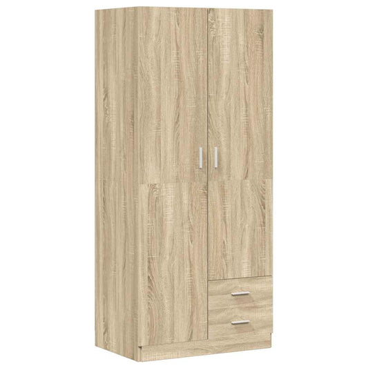 vidaXL Ντουλάπα Χρώμα Sonoma-Δρυς 80 x 52 x 180 εκ. από Επεξ. Ξύλο