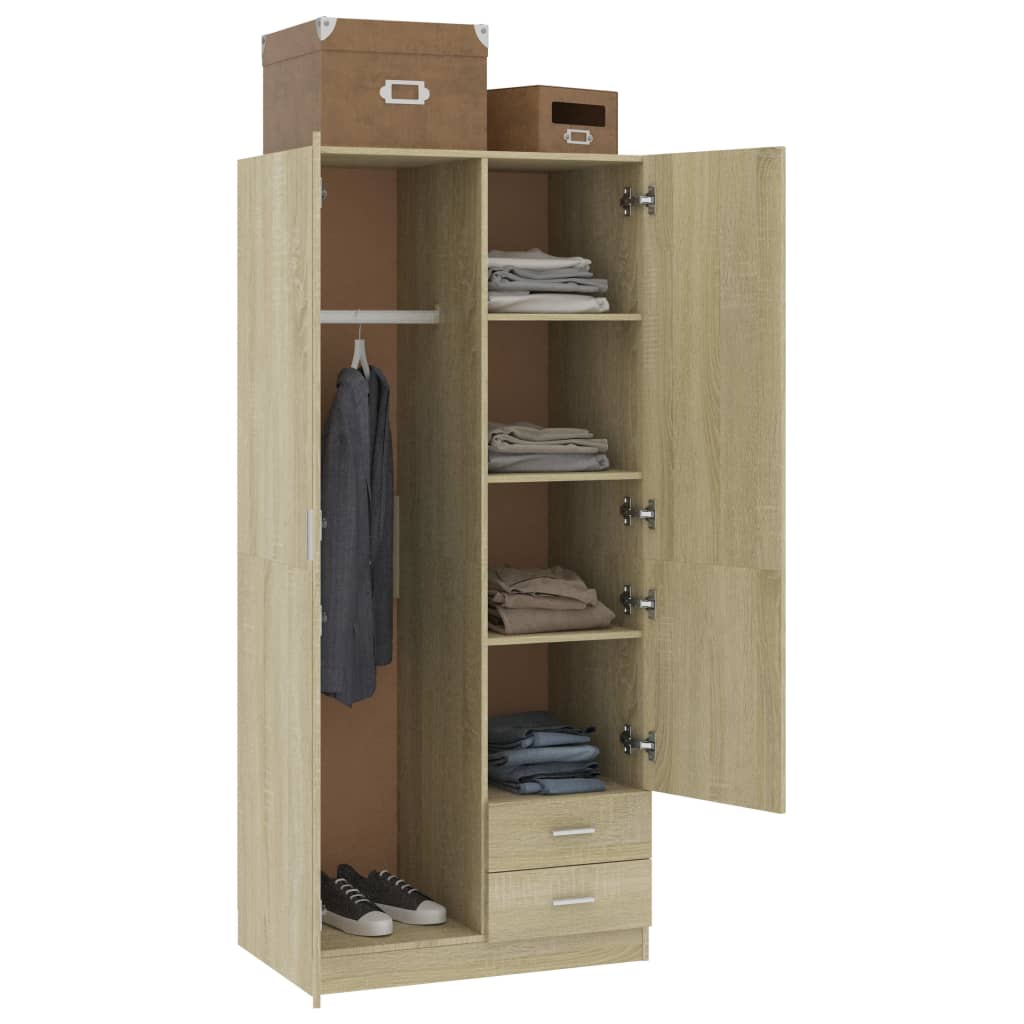 vidaXL Ντουλάπα Χρώμα Sonoma-Δρυς 80 x 52 x 180 εκ. από Επεξ. Ξύλο