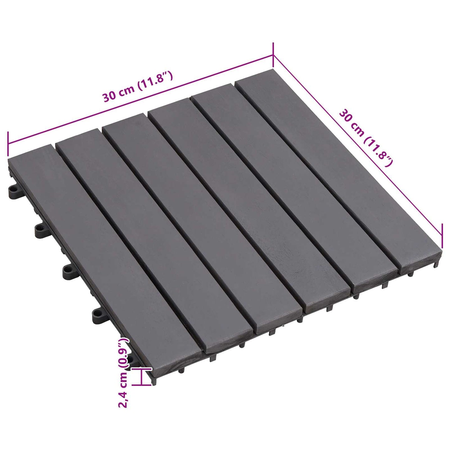 vidaXL Πλάκα Κατασκευής 10 pcs Γκρι 30 x 30 cm Ξύλο Ακακίας
