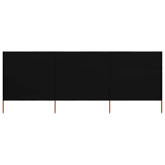 vidaXL Προστατευτικό Αέρα με 3 Πάνελ Μαύρο 400 x 120 εκ. Υφασμάτινο