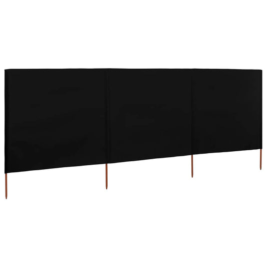 vidaXL Προστατευτικό Αέρα με 3 Πάνελ Μαύρο 400 x 160 εκ. Υφασμάτινο