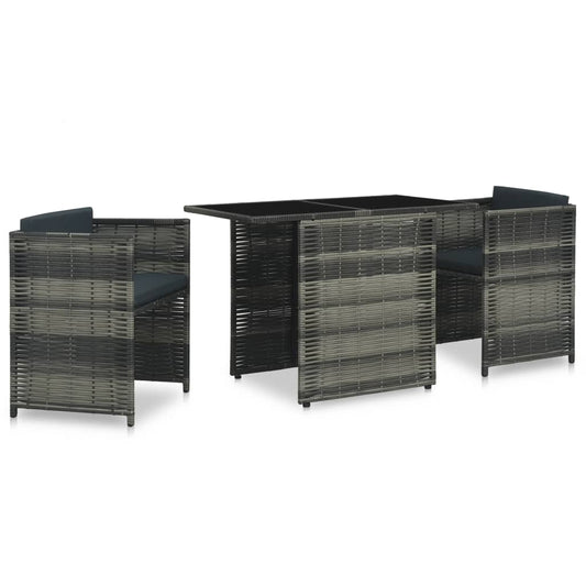 vidaXL Σετ Επίπλων Bistro 3 τεμ. Γκρι από Συνθετικό Ρατάν με Μαξιλάρια