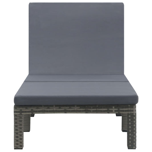 vidaXL Ξαπλώστρα Ανθρακί από Συνθετικό Ρατάν με Μαξιλάρι