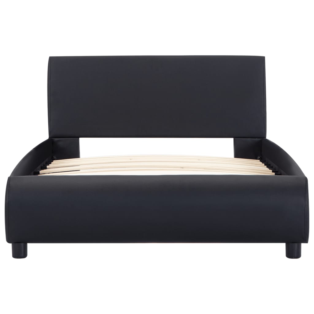 vidaXL Πλαίσιο Κρεβατιού με LED Μαύρο 90 x 200 εκ. Συνθετικό Δέρμα