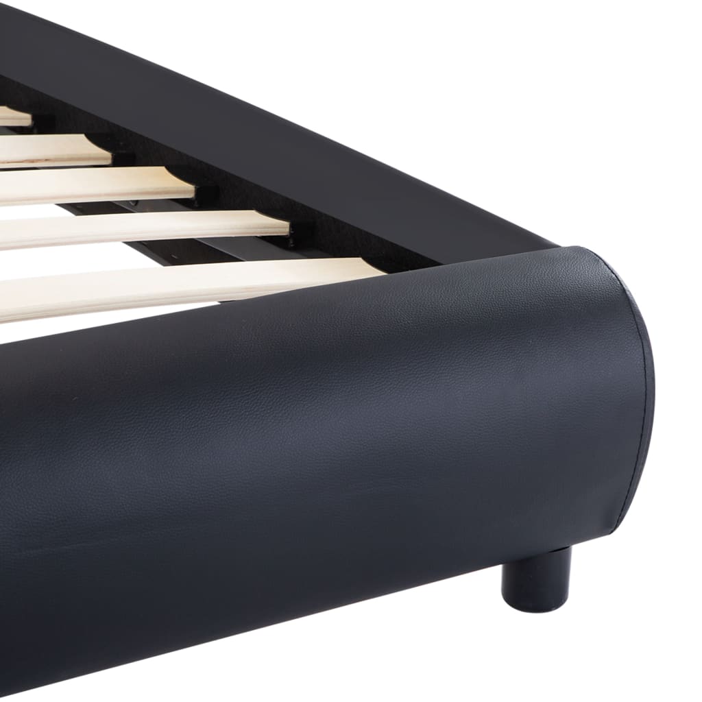 vidaXL Πλαίσιο Κρεβατιού με LED Μαύρο 90 x 200 εκ. Συνθετικό Δέρμα