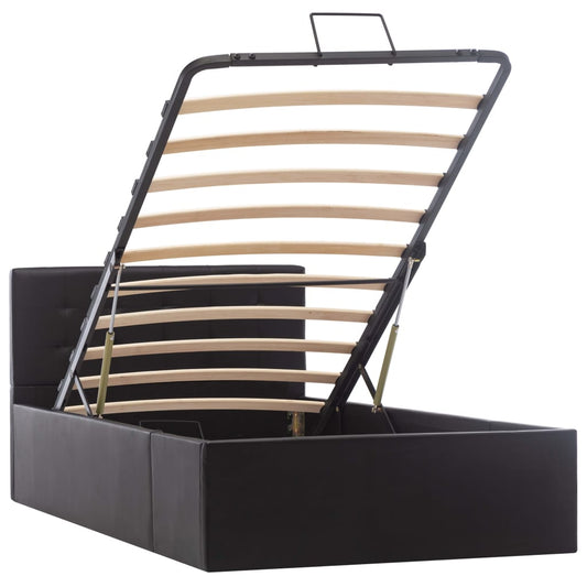vidaXL Πλαίσιο Κρεβατιού με Αποθηκ. Χώρο Μαύρο 90x200 εκ. Συνθ. Δέρμα