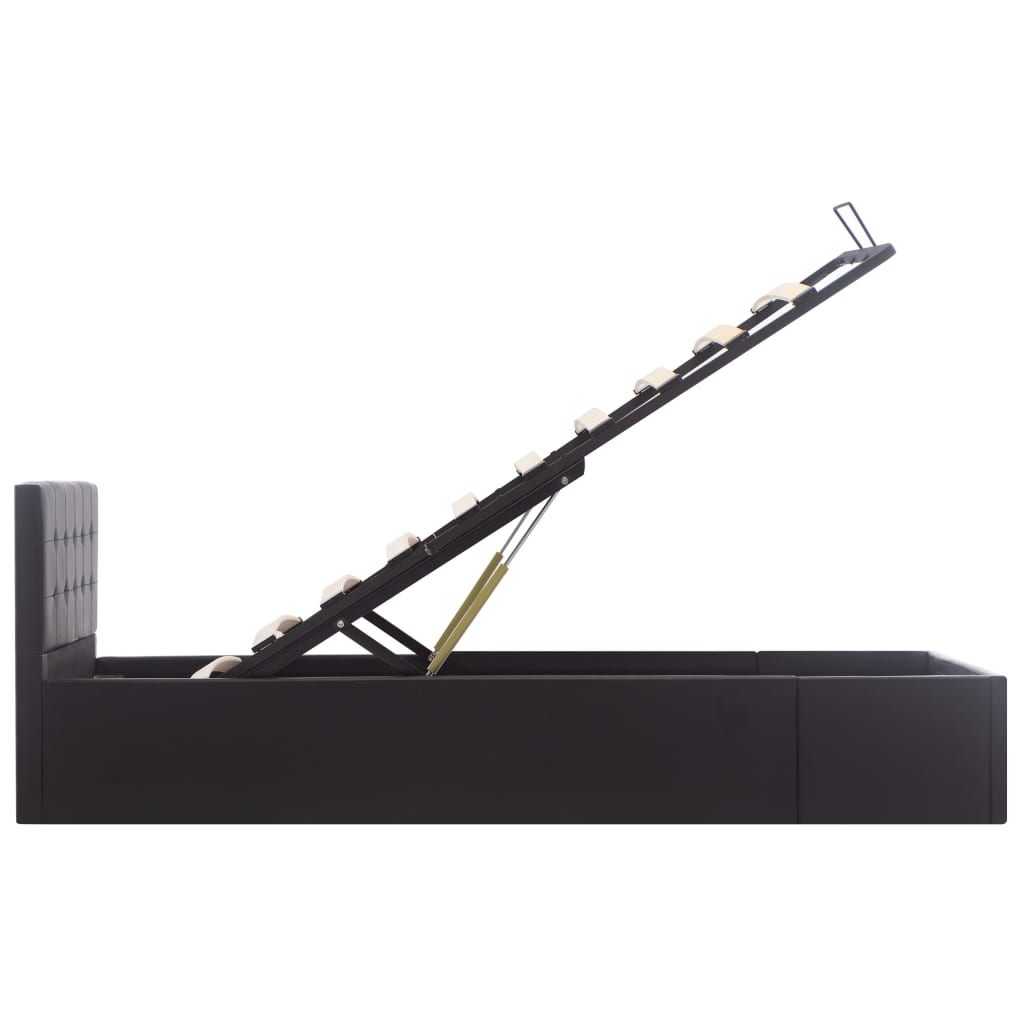 vidaXL Πλαίσιο Κρεβατιού με Αποθηκ. Χώρο Μαύρο 90x200 εκ. Συνθ. Δέρμα