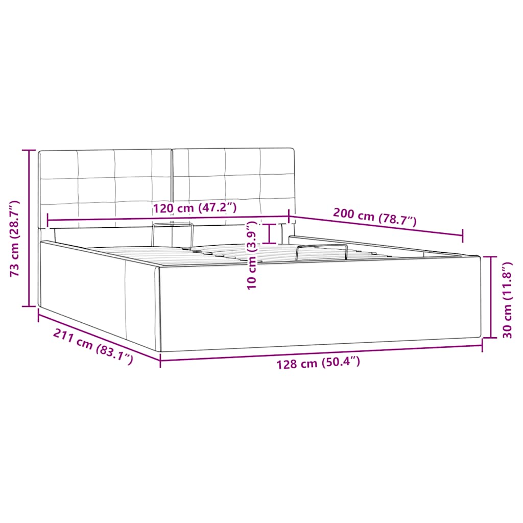 vidaXL Πλαίσιο Κρεβατιού με Αποθηκ. Χώρο Μαύρο 120x200 εκ. Συνθ. Δέρμα