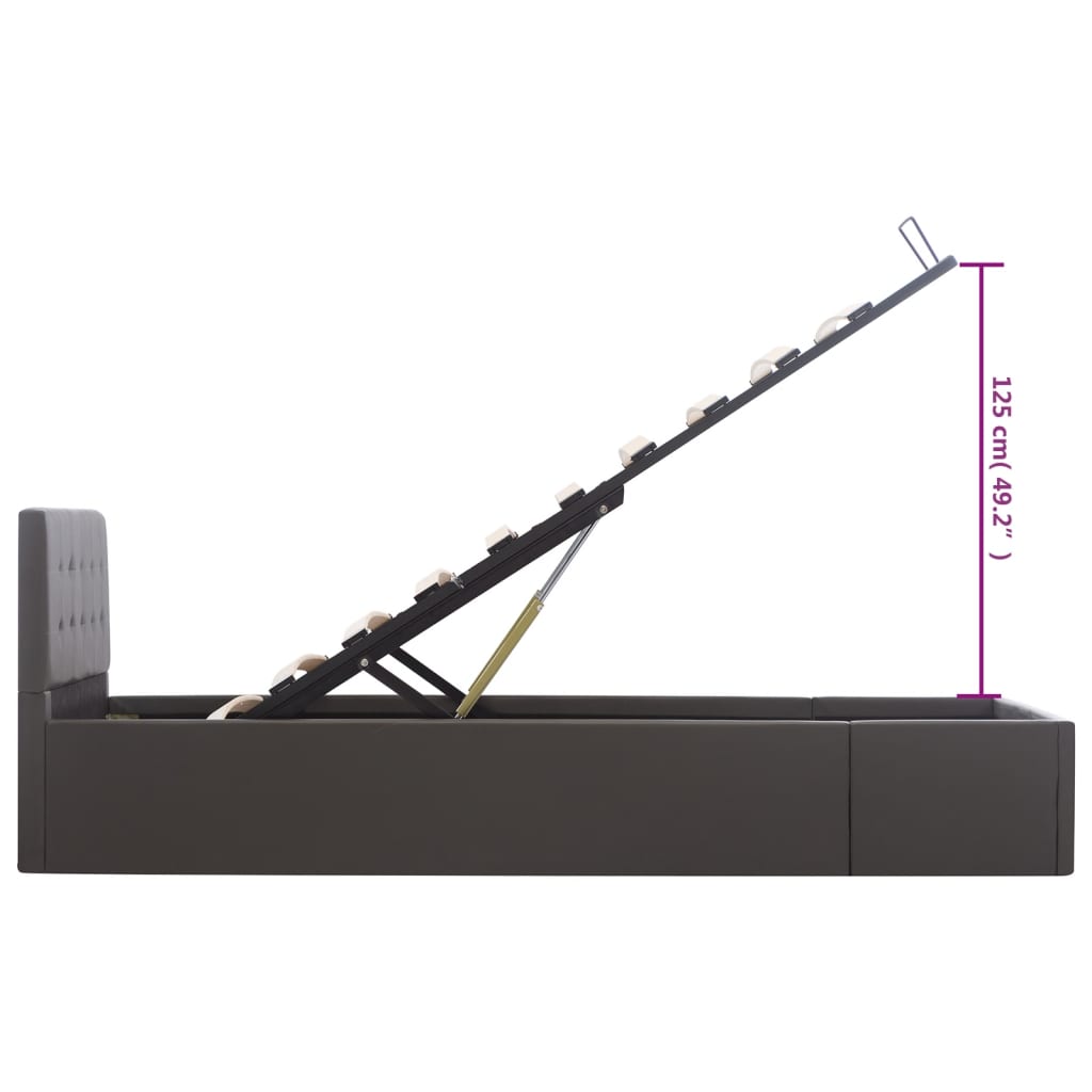 vidaXL Πλαίσιο Κρεβατιού με Αποθηκ. Χώρο Γκρι 90x200 εκ. Συνθ. Δέρμα