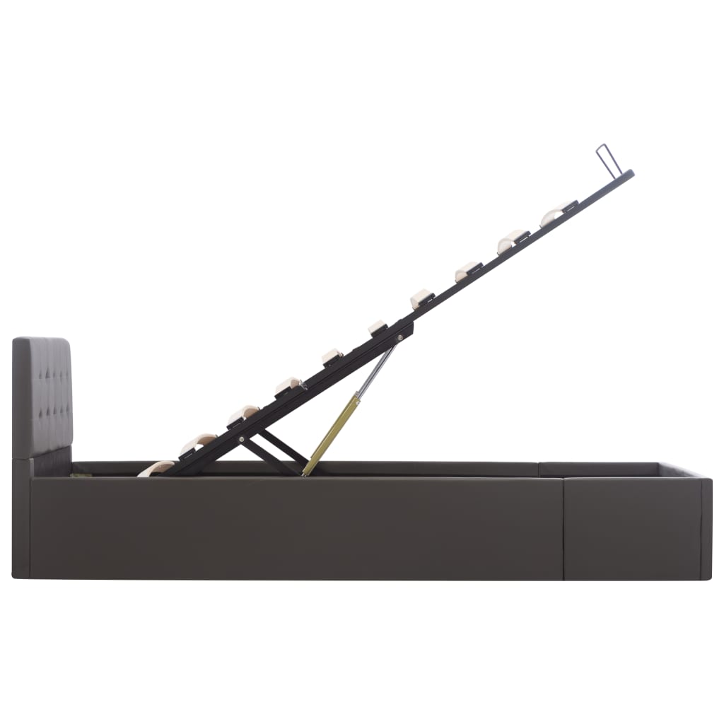 vidaXL Πλαίσιο Κρεβατιού με Αποθηκ. Χώρο Γκρι 90x200 εκ. Συνθ. Δέρμα