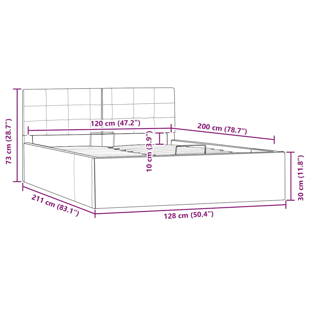 vidaXL Πλαίσιο Κρεβατιού με Αποθηκ. Χώρο Γκρι 120x200 εκ. Συνθ. Δέρμα