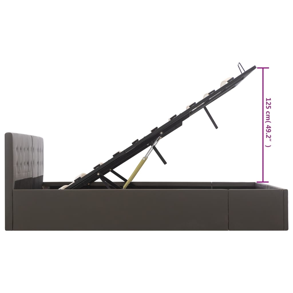 vidaXL Πλαίσιο Κρεβατιού με Αποθηκ. Χώρο Γκρι 180x200 εκ. Συνθ. Δέρμα