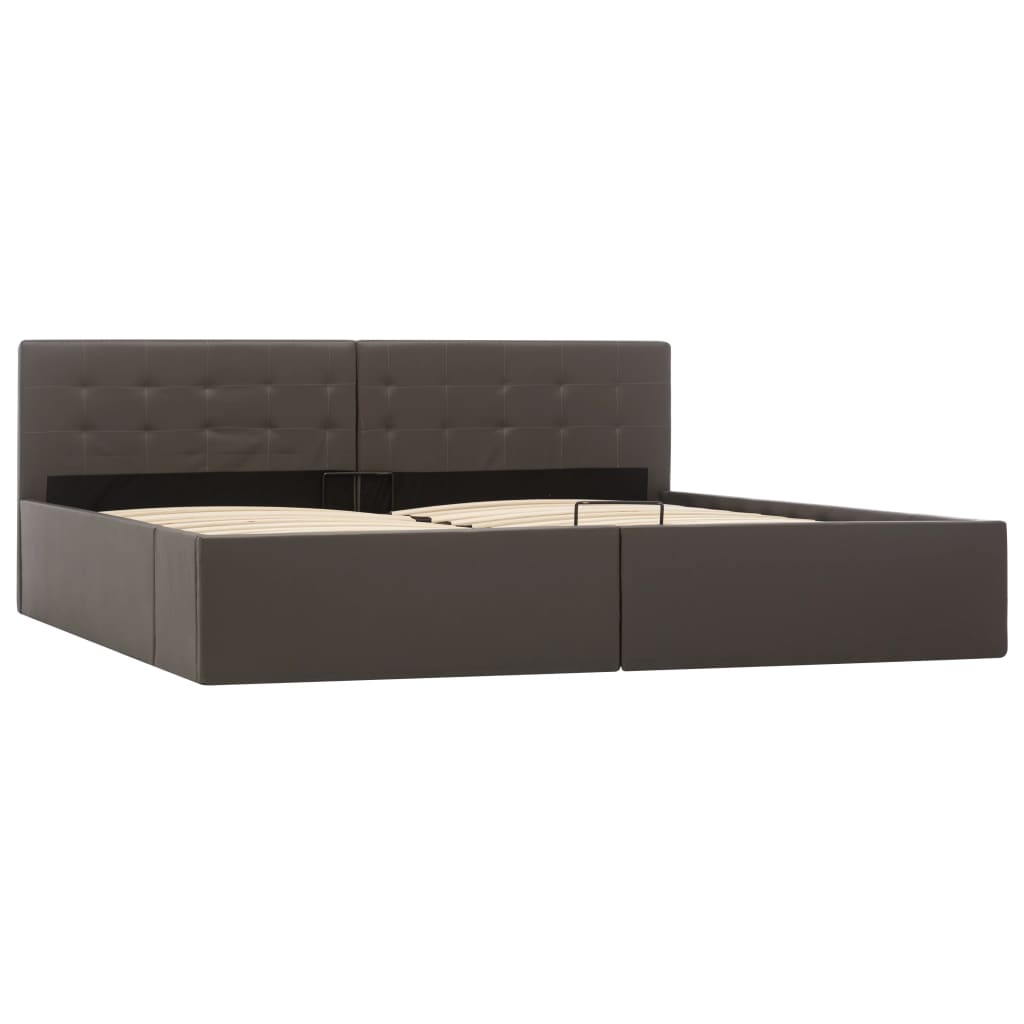 vidaXL Πλαίσιο Κρεβατιού με Αποθηκ. Χώρο Γκρι 180x200 εκ. Συνθ. Δέρμα