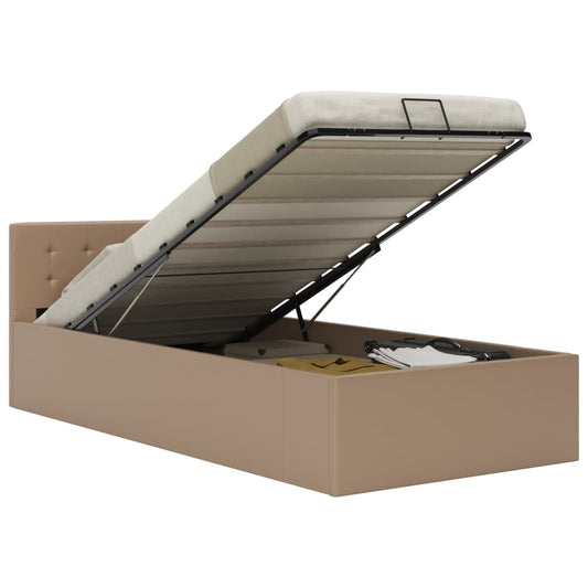 vidaXL Πλαίσιο Κρεβατιού με Αποθ. Χώρο Καπουτσίνο 100x200 εκ Δερματίνη