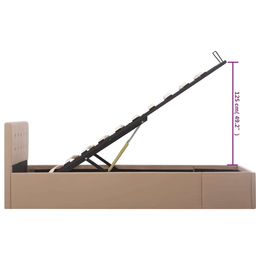 vidaXL Πλαίσιο Κρεβατιού με Αποθ. Χώρο Καπουτσίνο 100x200 εκ Δερματίνη