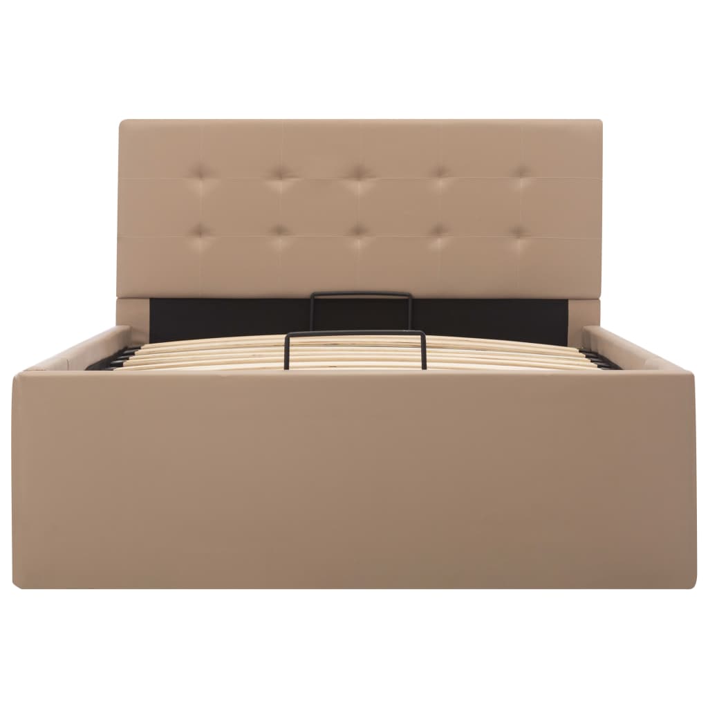 vidaXL Πλαίσιο Κρεβατιού με Αποθ. Χώρο Καπουτσίνο 100x200 εκ Δερματίνη