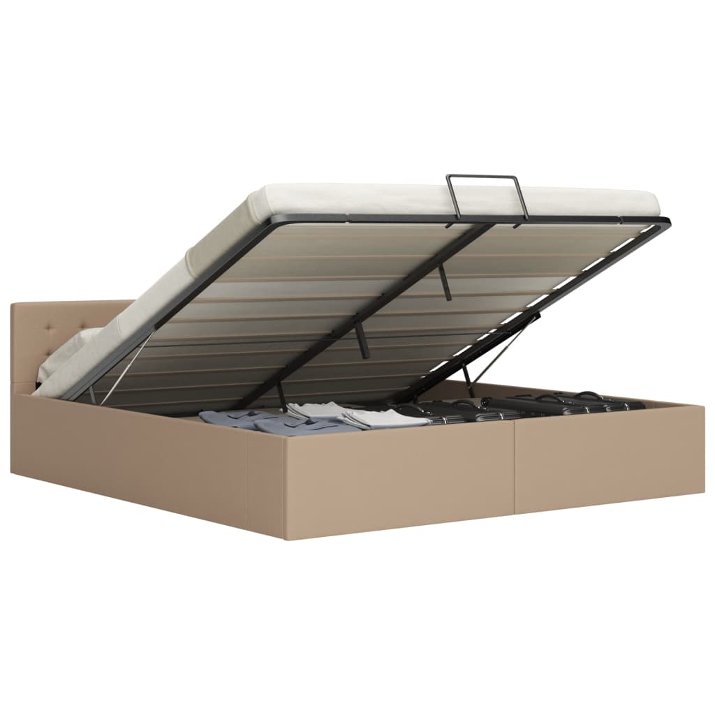 vidaXL Πλαίσιο Κρεβατιού με Αποθ. Χώρο Καπουτσίνο 160x200 εκ Δερματίνη