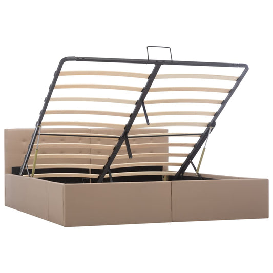 vidaXL Πλαίσιο Κρεβατιού με Αποθ. Χώρο Καπουτσίνο 160x200 εκ Δερματίνη