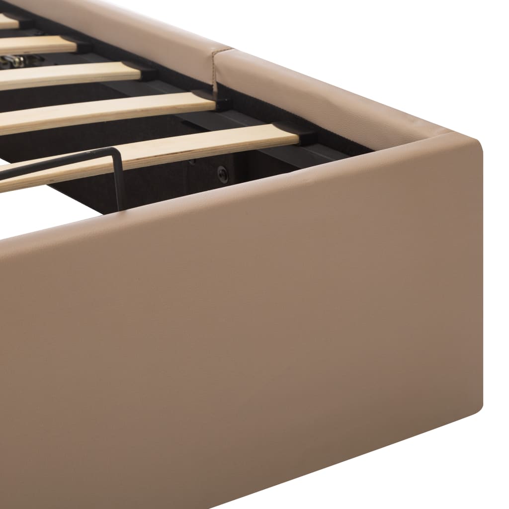 vidaXL Πλαίσιο Κρεβατιού με Αποθ. Χώρο Καπουτσίνο 160x200 εκ Δερματίνη