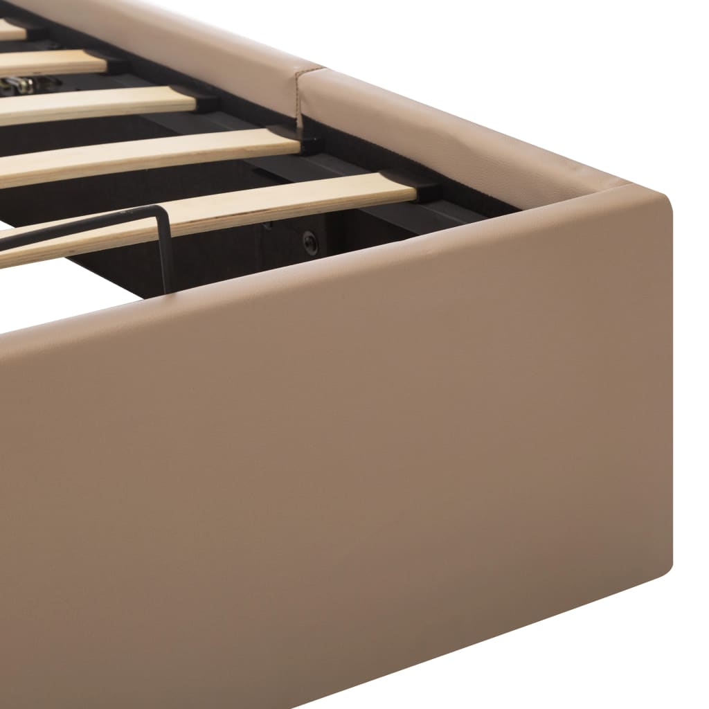 vidaXL Πλαίσιο Κρεβατιού με Αποθ. Χώρο Καπουτσίνο 180x200 εκ Δερματίνη