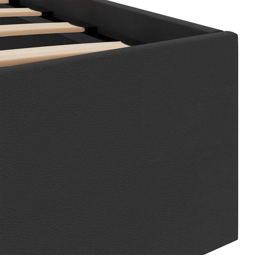 vidaXL Πλαίσιο Κρεβατιού Αποθ. Χώρο/LED Μαύρο 90x200 εκ. Δερματίνη