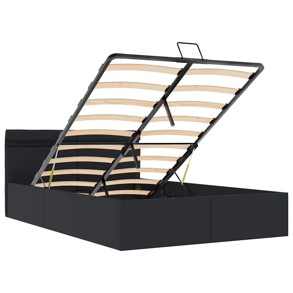 vidaXL Πλαίσιο Κρεβατιού Αποθ. Χώρο/LED Μαύρο 120x200 εκ. Δερματίνη