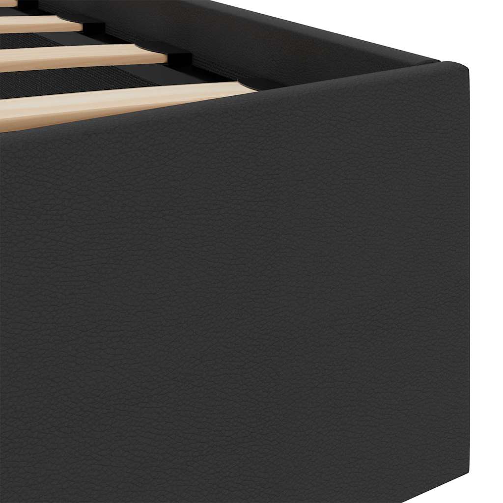vidaXL Πλαίσιο Κρεβατιού Αποθ. Χώρο/LED Μαύρο 160x200 εκ. Δερματίνη