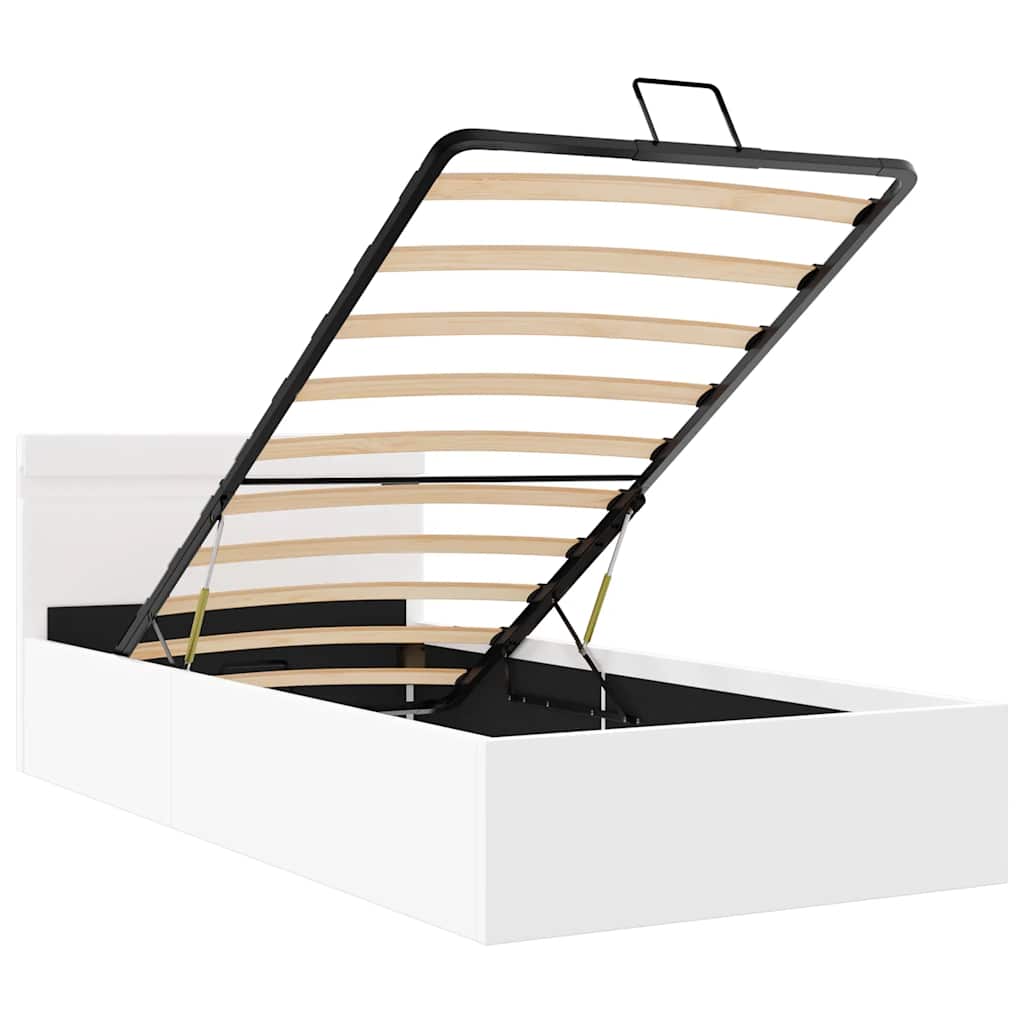 vidaXL Πλαίσιο Κρεβατιού Αποθ. Χώρο/LED Μαύρο 100x200 εκ. Δερματίνη
