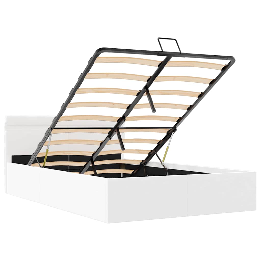 vidaXL Πλαίσιο Κρεβατιού με Αποθ. Χώρο/LED Λευκό 120x200 εκ. Δερματίνη