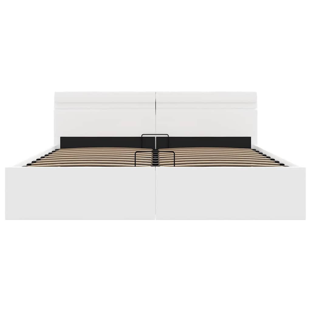 vidaXL Πλαίσιο Κρεβατιού Αποθ. Χώρο/LED Μαύρο 160x200 εκ. Δερματίνη