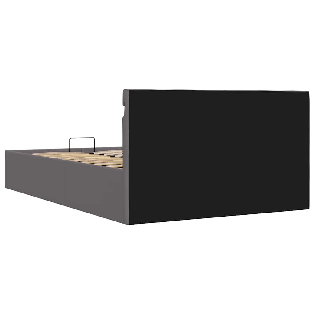 vidaXL Πλαίσιο Κρεβατιού Αποθ. Χώρο/LED Γκρι 140x200 εκ. Δερματίνη