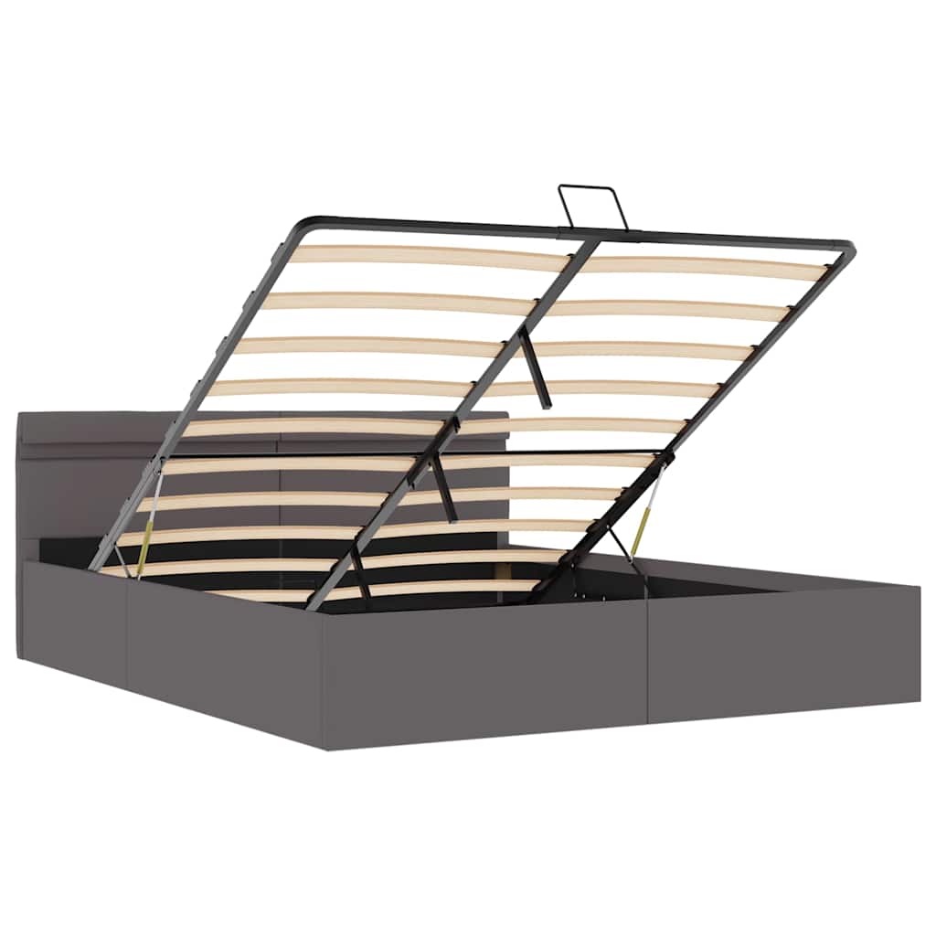 vidaXL Πλαίσιο Κρεβατιού Αποθ. Χώρο/LED Γκρι 160x200 εκ. Δερματίνη