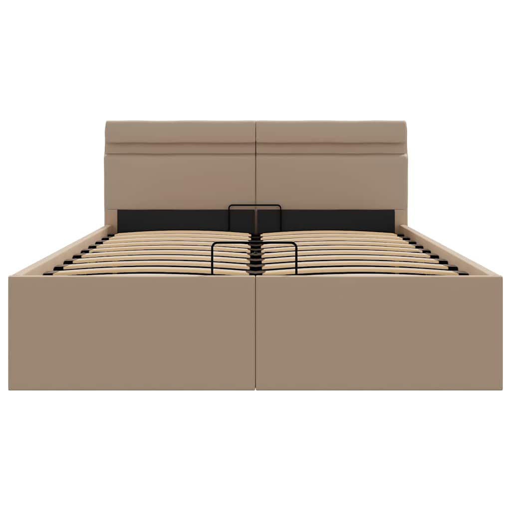 vidaXL Πλαίσιο Κρεβατιού Αποθ. Χώρο/LED Καπουτσίνο 120x200εκ Δερματίνη