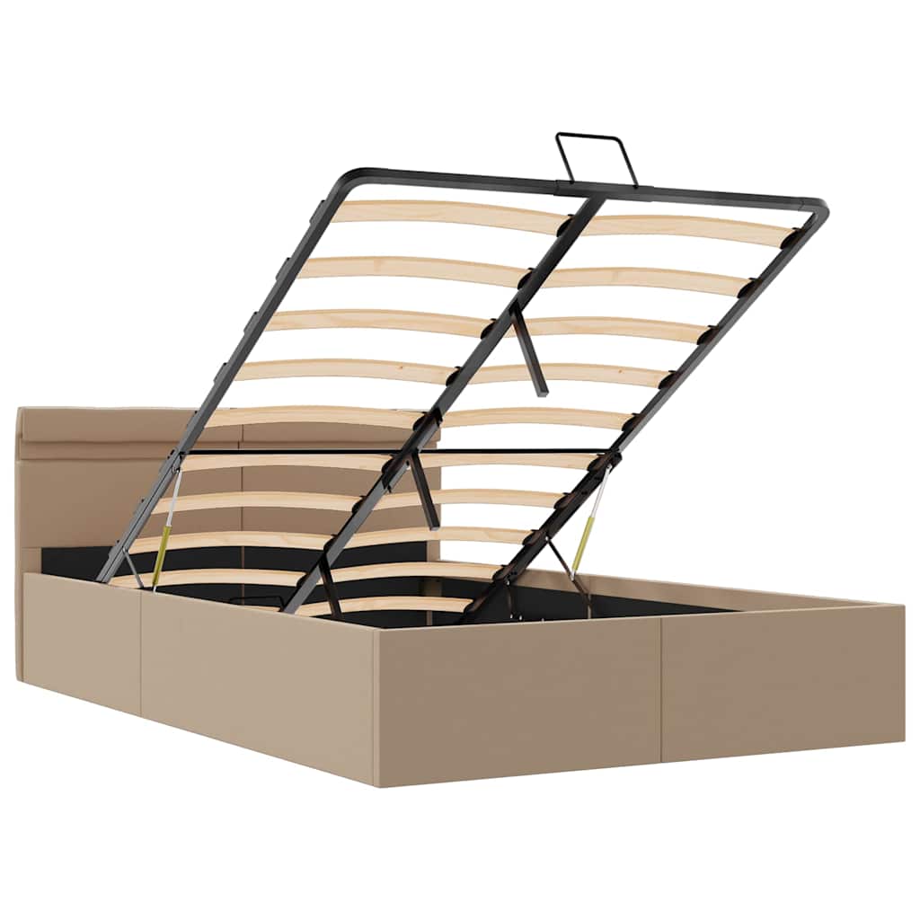 vidaXL Πλαίσιο Κρεβατιού Αποθ. Χώρο/LED Καπουτσίνο 140x200εκ Δερματίνη