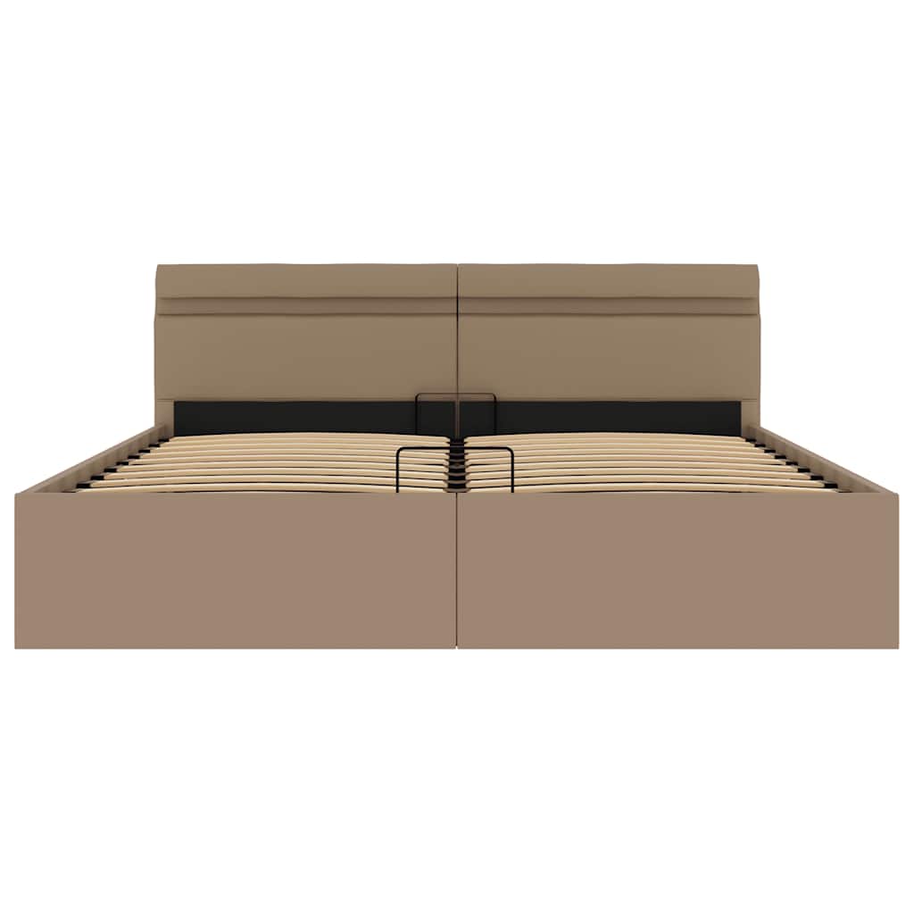 vidaXL Πλαίσιο Κρεβατιού Αποθ. Χώρο/LED Καπουτσίνο 160x200εκ Δερματίνη