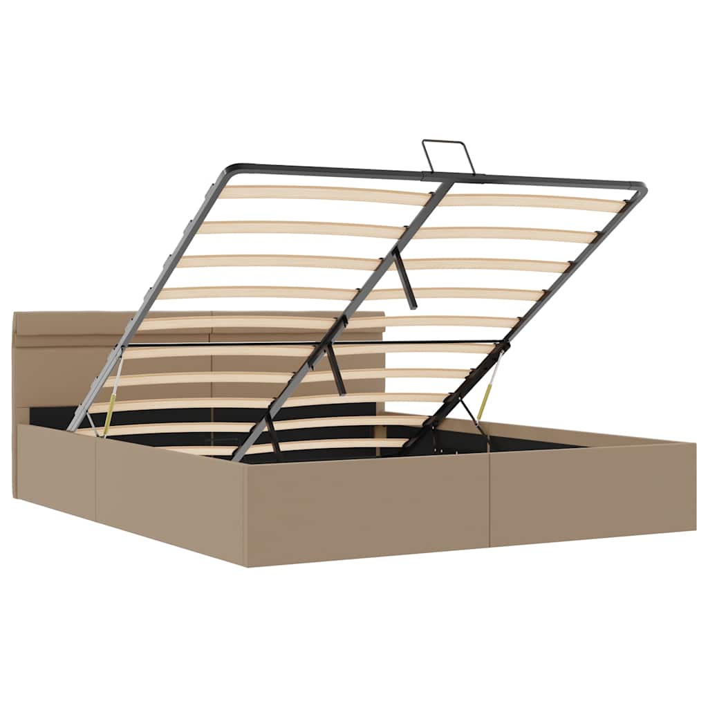 vidaXL Πλαίσιο Κρεβατιού Αποθ. Χώρο/LED Καπουτσίνο 160x200εκ Δερματίνη