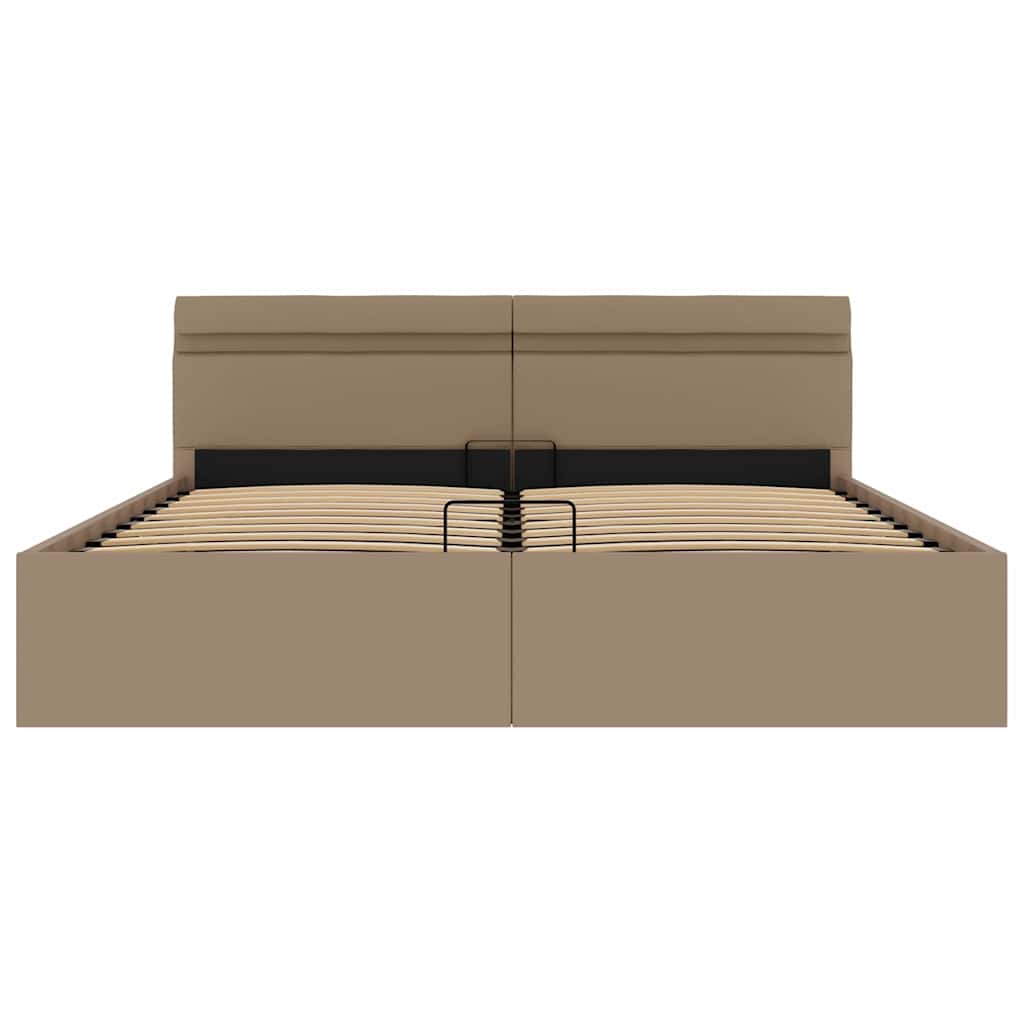 vidaXL Πλαίσιο Κρεβατιού Αποθ. Χώρο/LED Καπουτσίνο 180x200εκ Δερματίνη