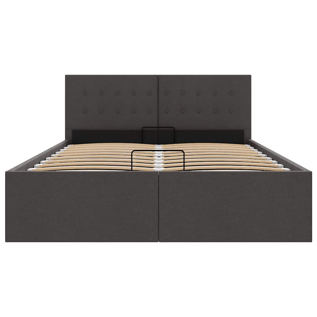 vidaXL Πλαίσιο Κρεβατιού με Αποθ. Χώρο Σκούρο Γκρι 120x200 εκ. Ύφασμα