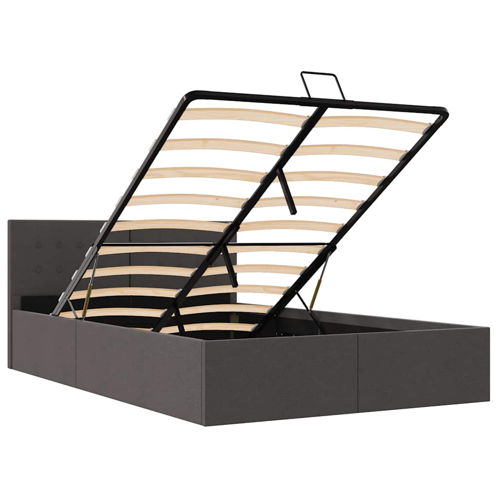 vidaXL Πλαίσιο Κρεβατιού με Αποθ. Χώρο Σκούρο Γκρι 120x200 εκ. Ύφασμα