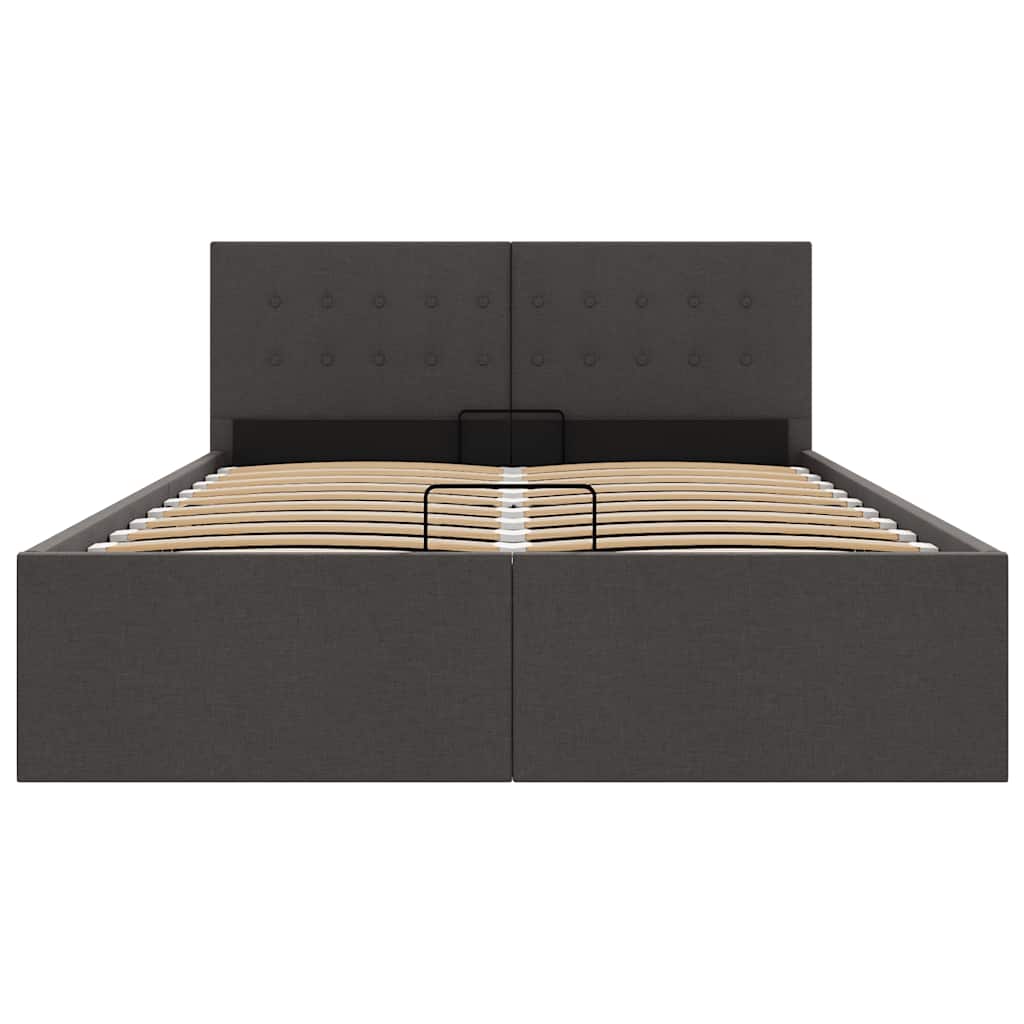 vidaXL Πλαίσιο Κρεβατιού με Αποθηκ. Χώρο Σκούρο Γκρι 140x200 εκ Ύφασμα