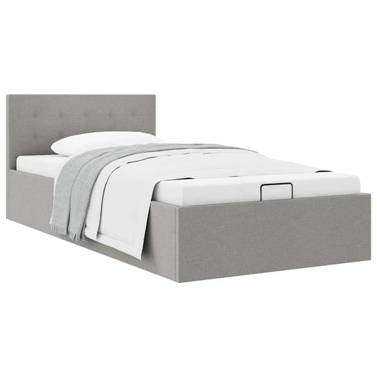 vidaXL Πλαίσιο Κρεβατιού με Αποθ. Χώρο Αν. Γκρι 90x200 εκ. Υφασμάτινο