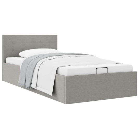 vidaXL Πλαίσιο Κρεβατιού με Αποθηκ. Χώρο Αν. Γκρι 100x200 εκ. Ύφασμα