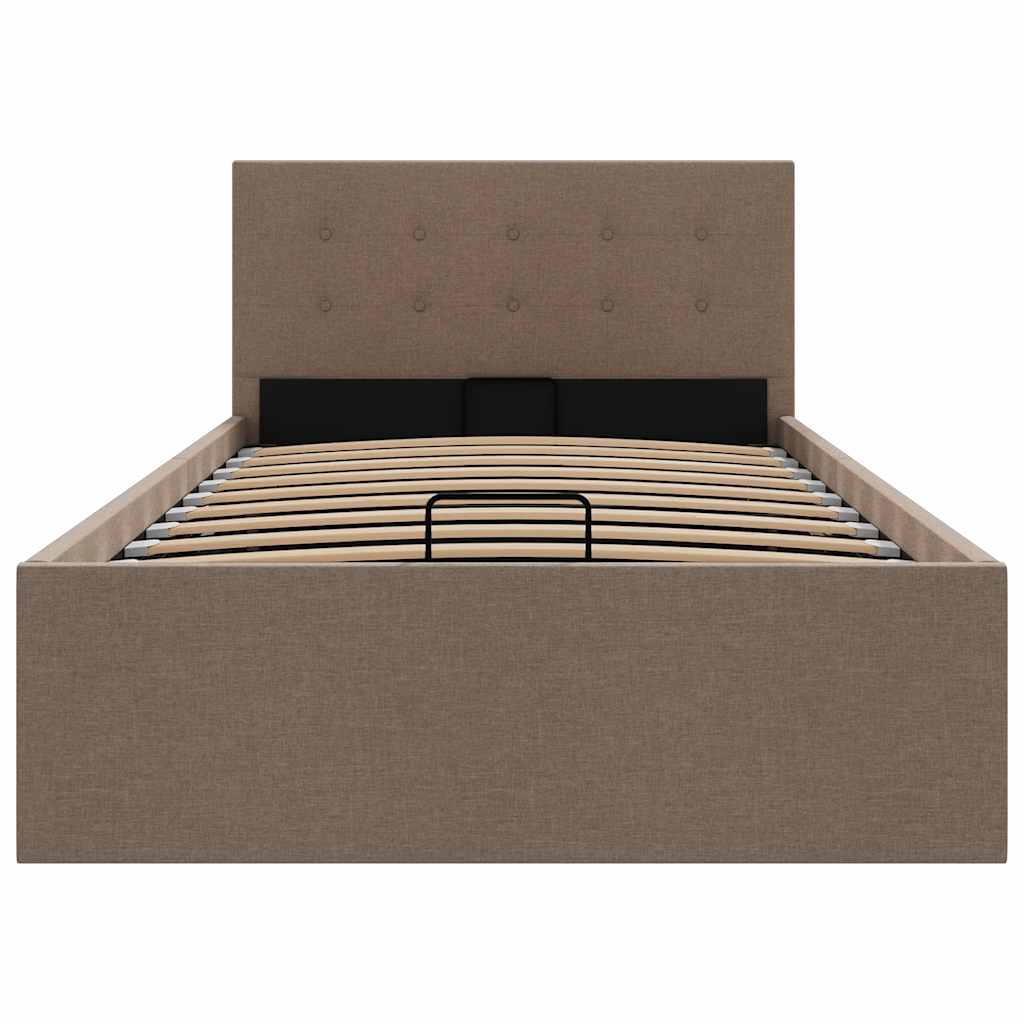 vidaXL Πλαίσιο Κρεβατιού με Αποθηκ. Χώρο Taupe 90x200 εκ. Υφασμάτινο