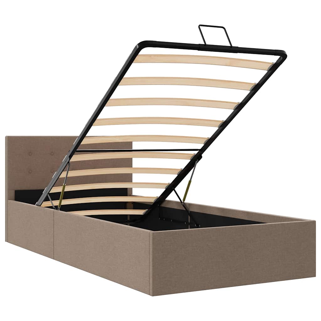 vidaXL Πλαίσιο Κρεβατιού με Αποθηκ. Χώρο Taupe 90x200 εκ. Υφασμάτινο