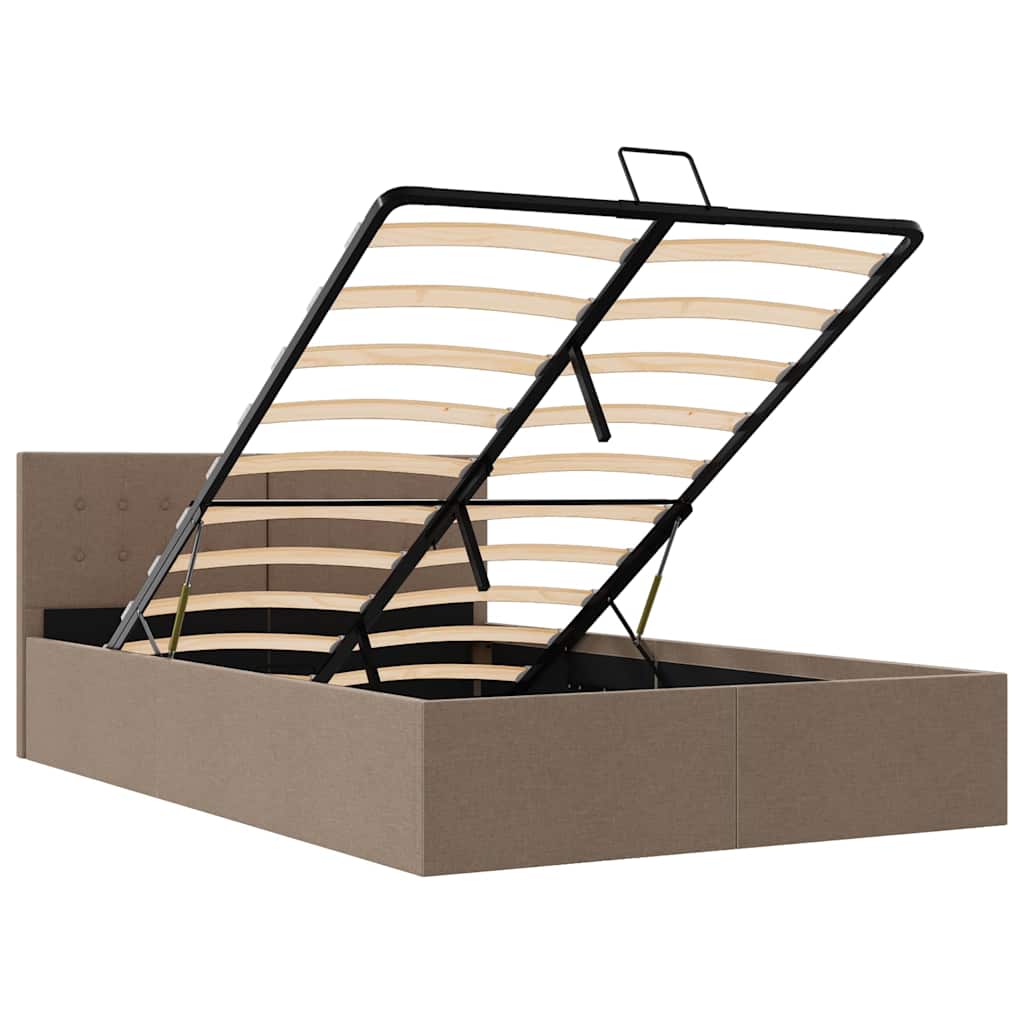 vidaXL Πλαίσιο Κρεβατιού με Αποθηκ. Χώρο Taupe 120x200 εκ. Υφασμάτινο