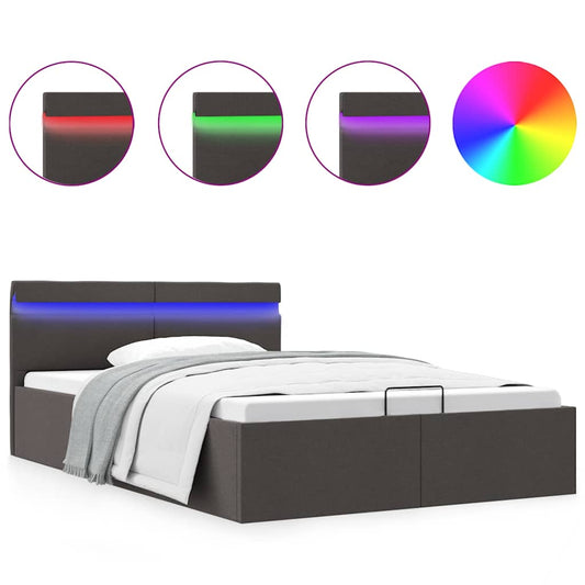 vidaXL Πλαίσιο Κρεβατιού με Αποθ. Χώρο/LED Σκ. Γκρι 120x200 εκ. Ύφασμα