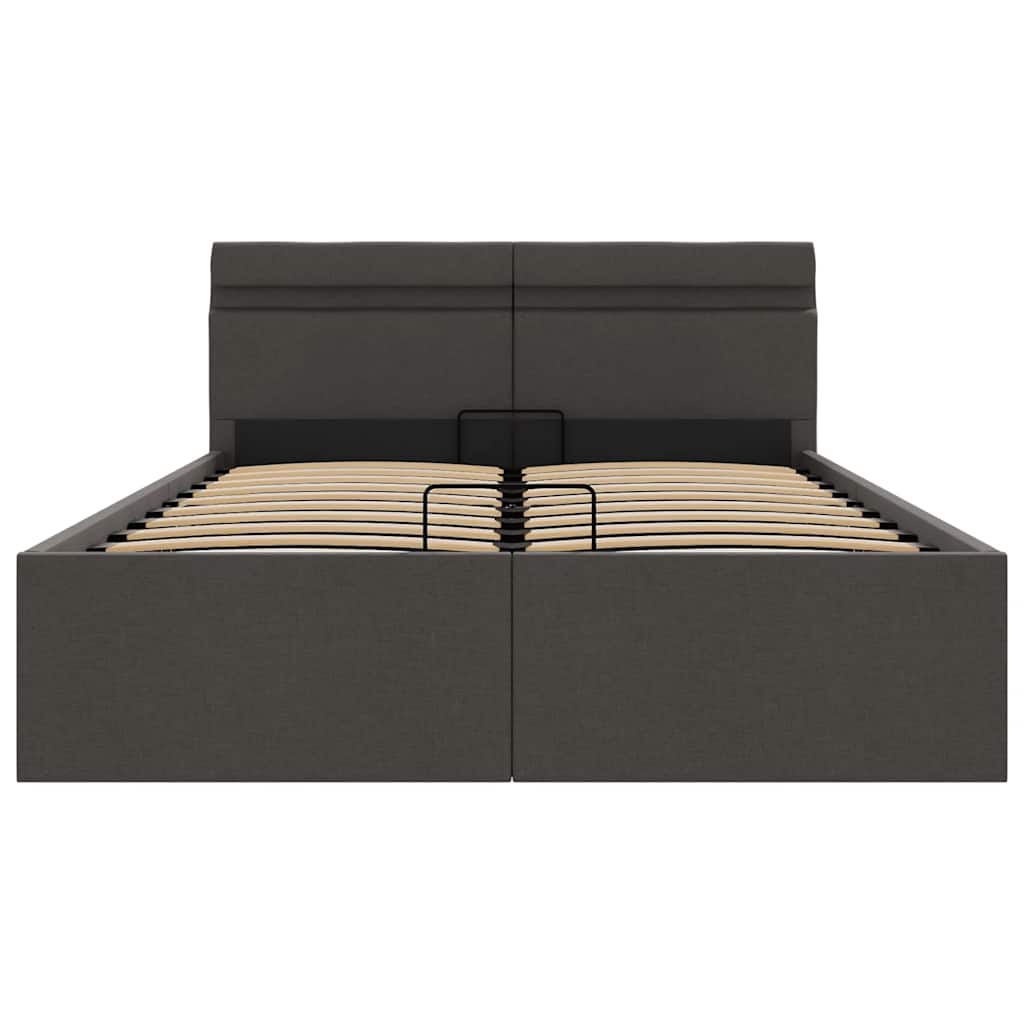 vidaXL Πλαίσιο Κρεβατιού με Αποθ. Χώρο/LED Σκ. Γκρι 140x200 εκ. Ύφασμα