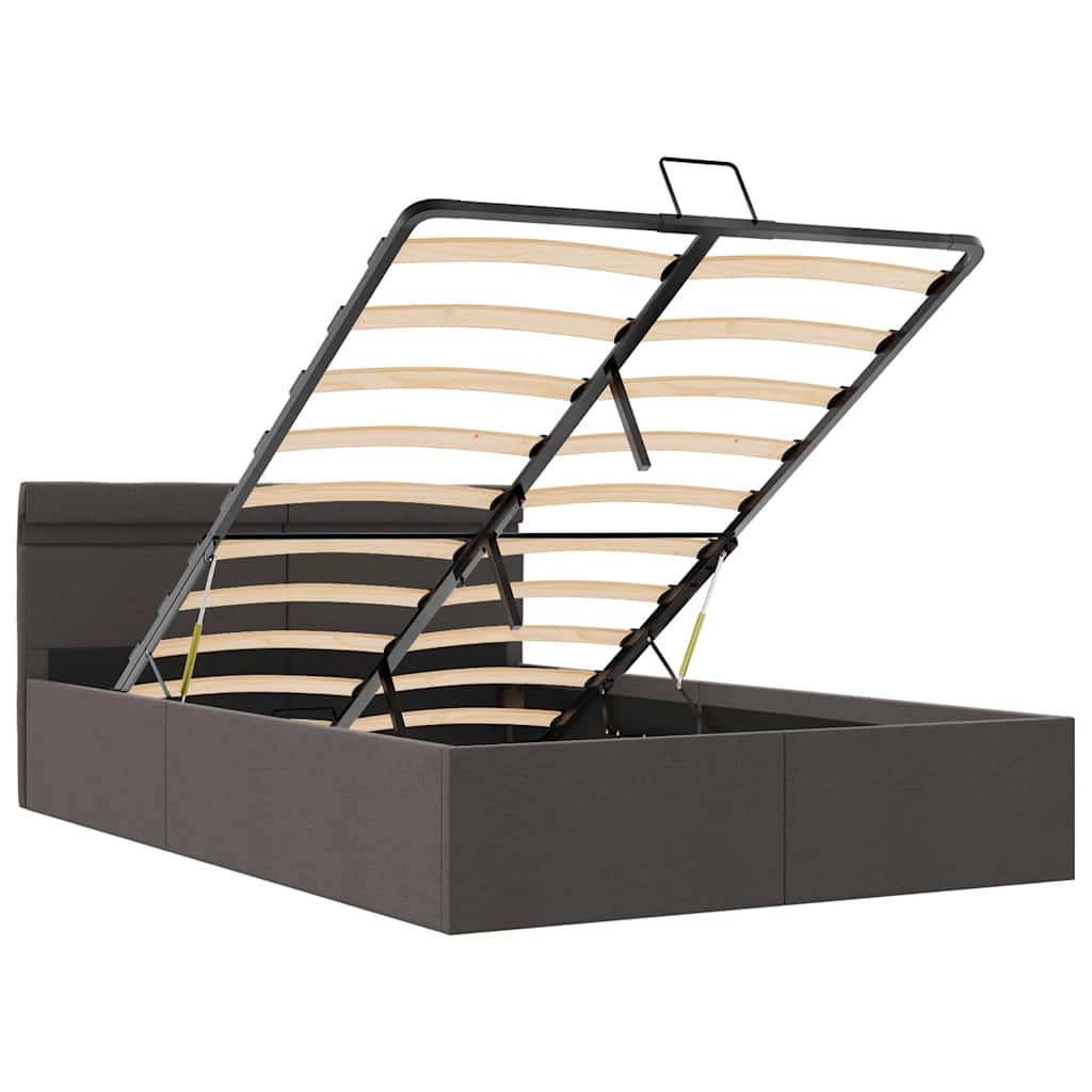 vidaXL Πλαίσιο Κρεβατιού με Αποθ. Χώρο/LED Σκ. Γκρι 140x200 εκ. Ύφασμα