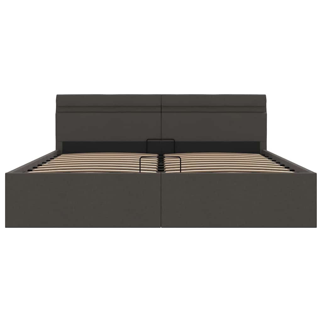 vidaXL Πλαίσιο Κρεβατιού με Αποθ. Χώρο/LED Σκ. Γκρι 160x200 εκ. Ύφασμα